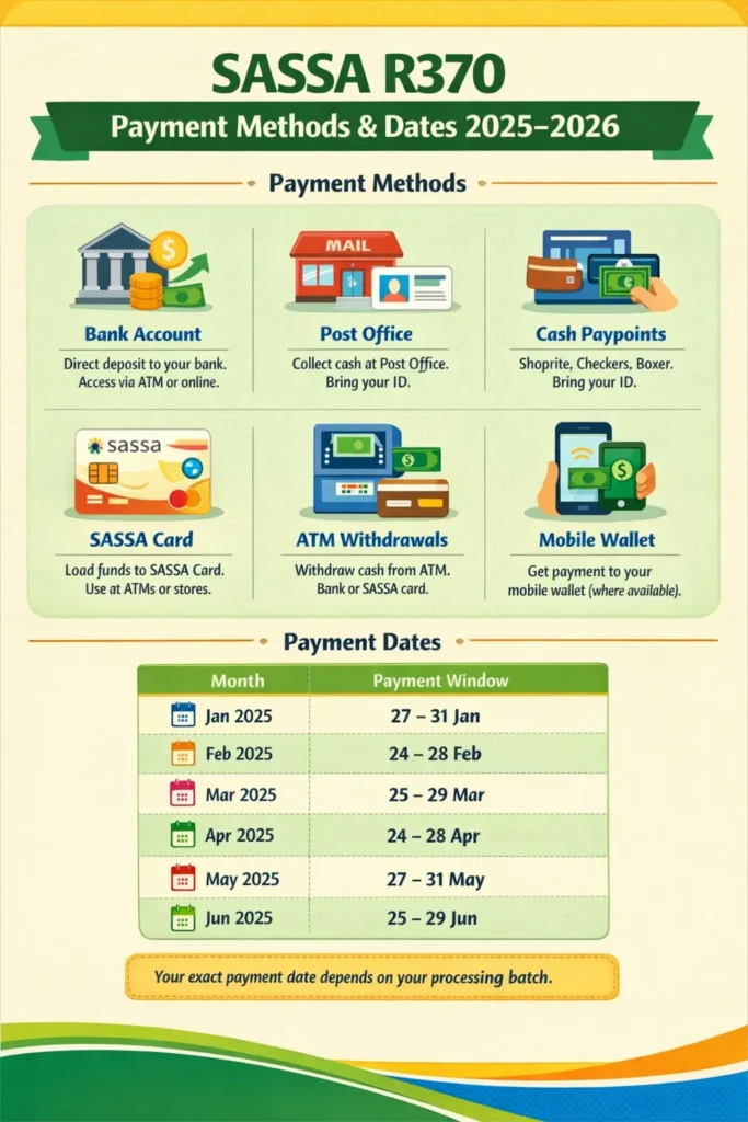 sassa payment dates for 2025 and 2026